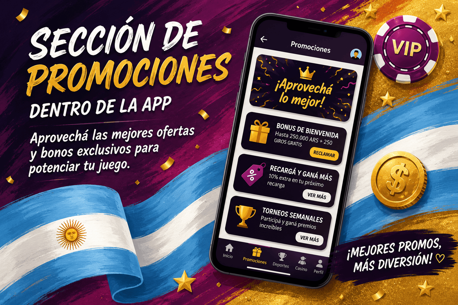 Sección de promociones dentro de la app